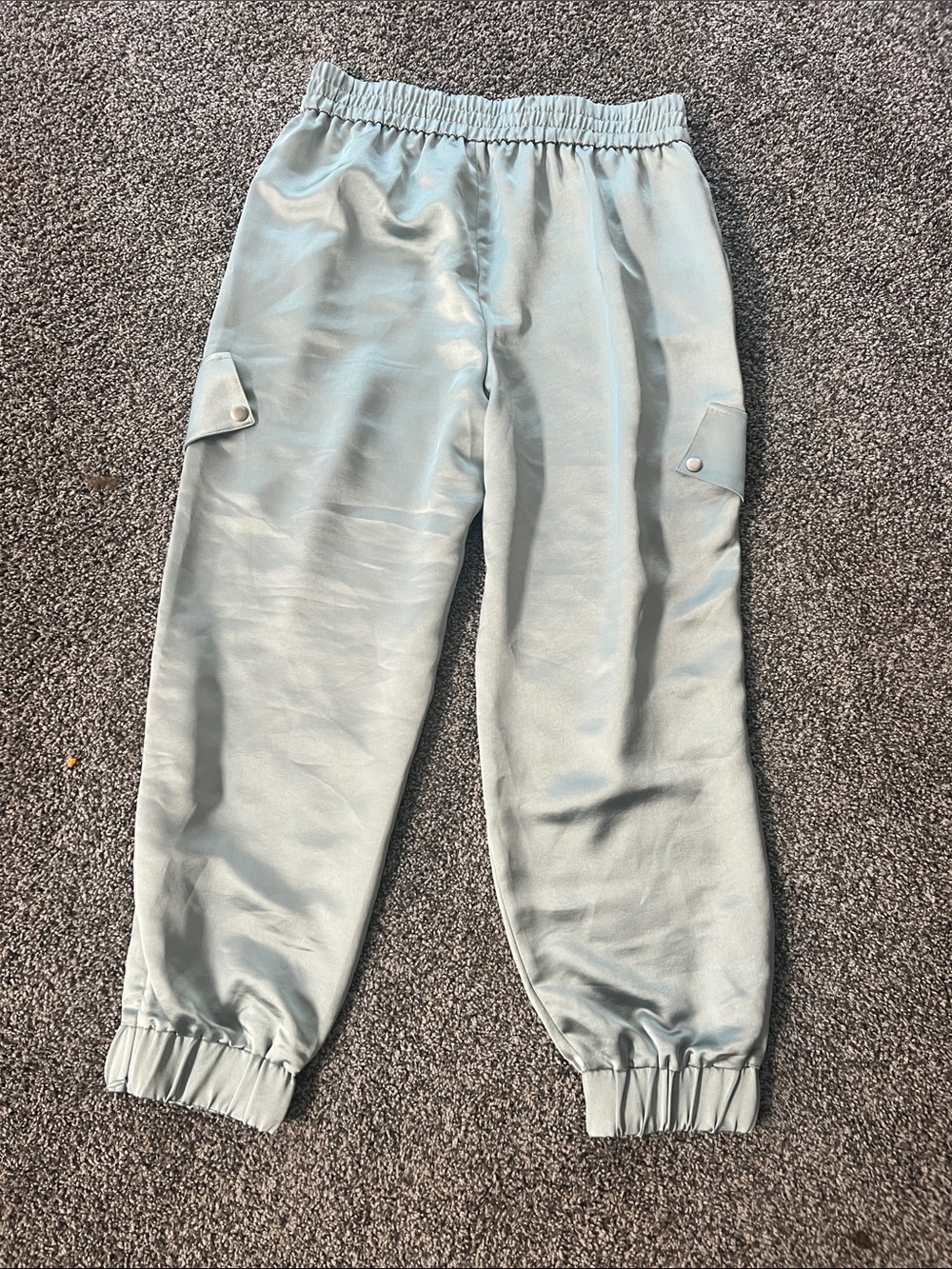 Express Light green Satin Cargo Joggers - Cropped Ankle
